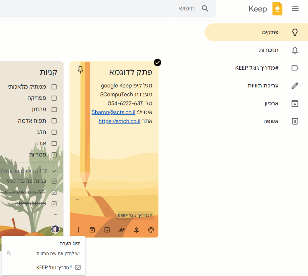 תיוג גוגל קיפ